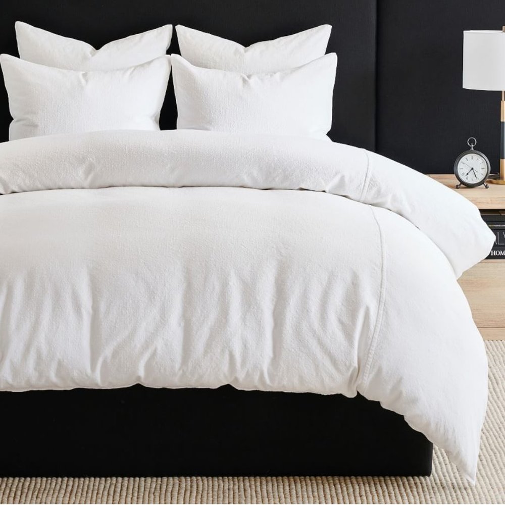 Pottery Barn  Full/Queen Organic Duvet Cover, Textured White Cotton Casual